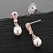 Mariell Rose Gold Vintage Art Deco Glass Pearl Drop Earrings with Pave CZ for Wedding, Bride & Bridesmaid