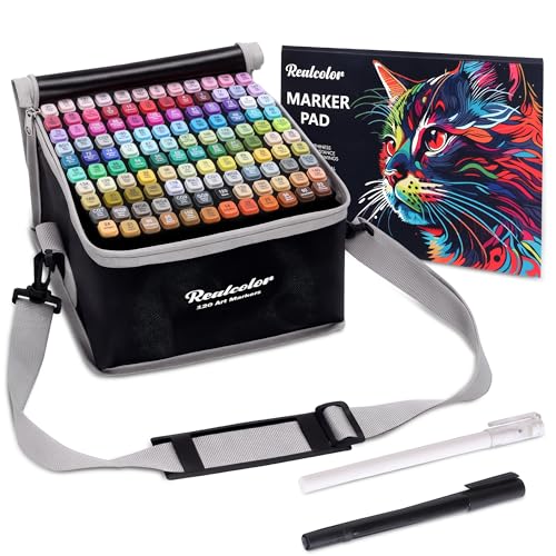 Feutre a Alcool 120 Couleurs Professionnel, Feutre Alcool Double Pointe pour Dessin & Illustration, Alcohol Felt Tip Pen pour Artistes, Feutres Coloriage Adulte à Séchage Rapide et Haute Saturation