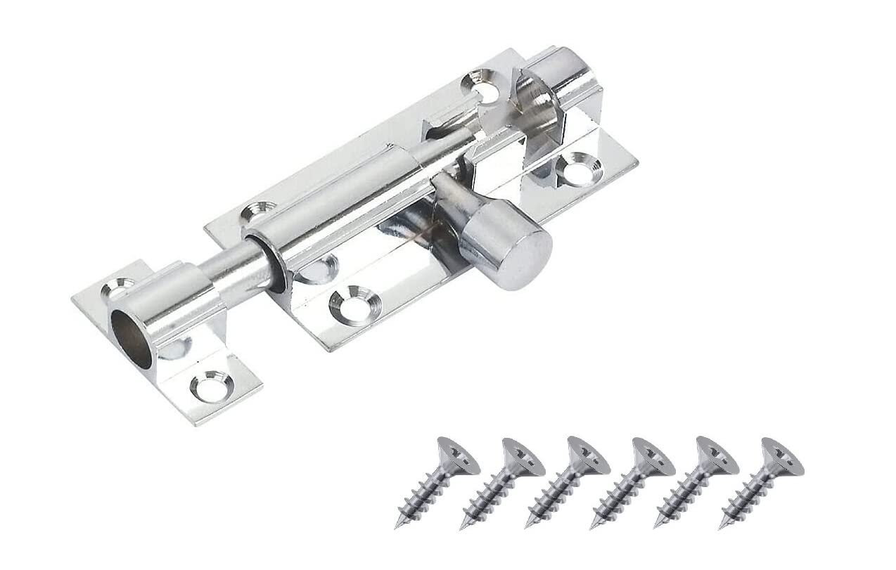SISI UK® 50mm Door Bolt, Polished Chrome Barrel Door Bolt Lock, Door Latch with Screws, Ideal Door Locks