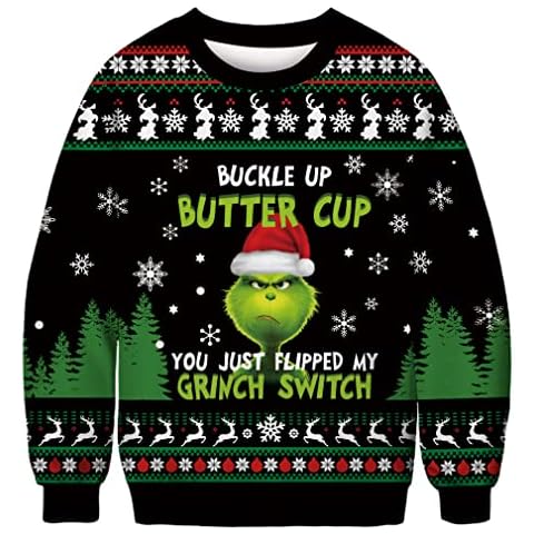 Imbry Mens Ugly Christmas Sweatshirt Unisex Santa Cat Sweater 3D Shirt Top Jumper (L,Santa 1) Cover