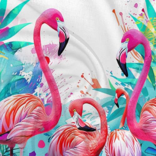 Tropical Flamingos Square Head Scarf for Women Flamingo Palm Tree Hair Scarf Fashion Lightweight Silk Like Scarves Neckerchief Hair Wrap Neck Scarf 23.6''x23.6''3