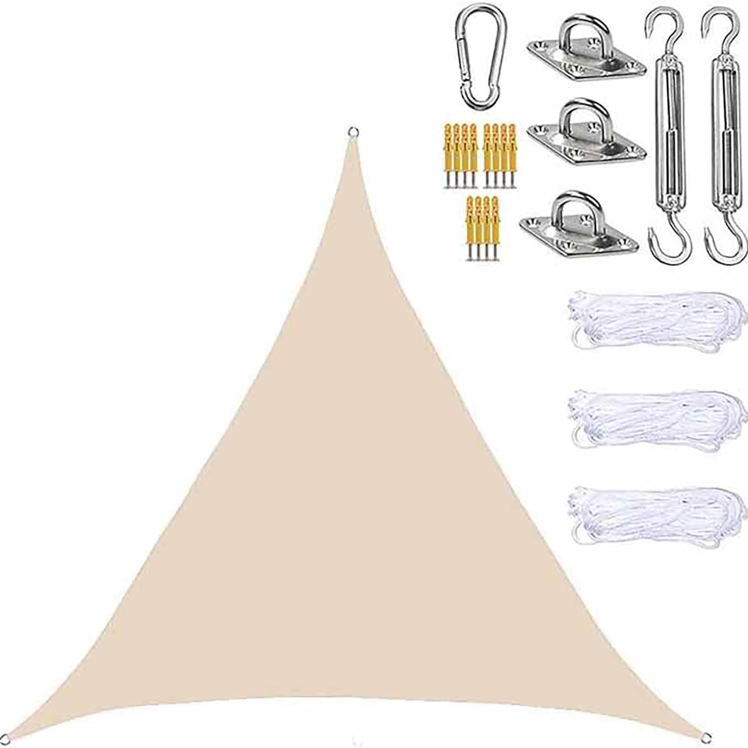 Voile d'ombrage triangulaire imperméable 3.6m avec accessoires de fixation