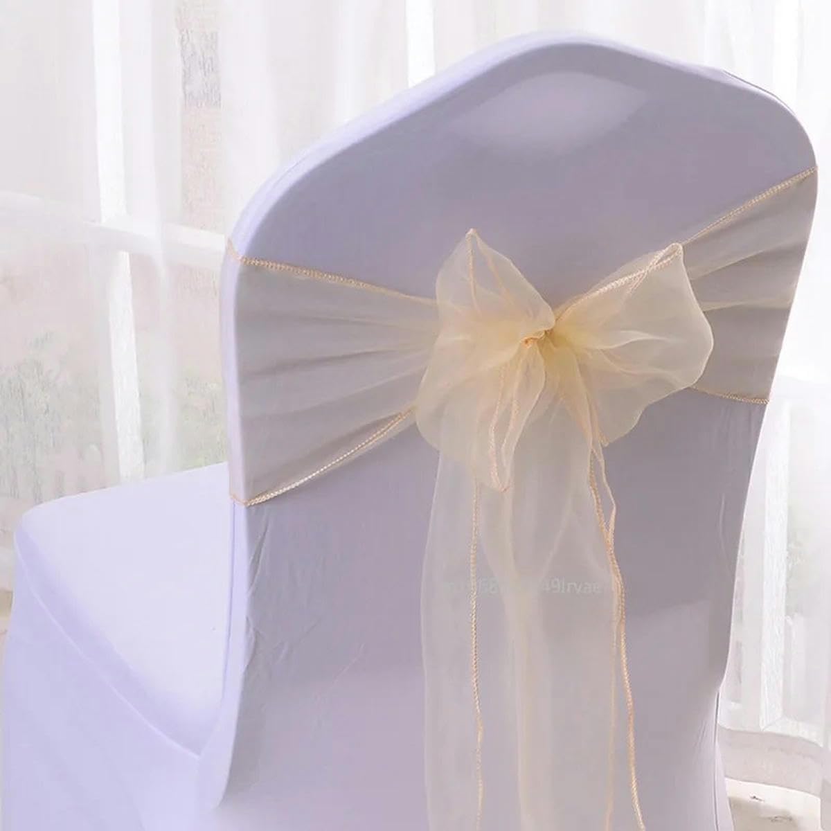 50/10pcs Organza Chair Sashes Knot Bands Bows for Party Banquet Event Country Decoration-Light Purple-10 Pcs (Black 50pcs)