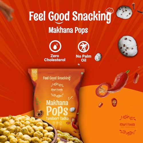 Image of Khari Foods Premium Flavoured Makhana 25g, Crunchy & Roasted Makhana Pops, Protein Source, Fibre Rich, No Palm Oil, Gluten Free (Tandoori Tadka)