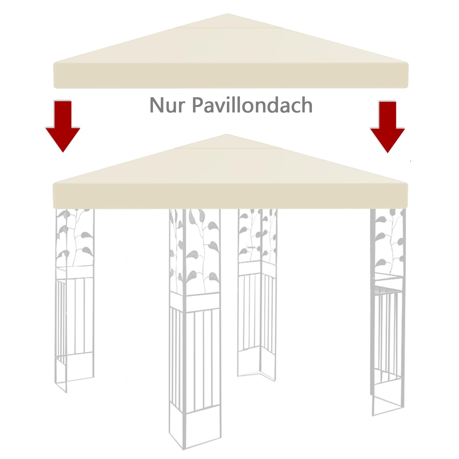 Coperture di ricambio per gazebo, 3 x 3 m, copertura impermeabile da giardino con 1 livello, copertura di ricambio per tenda da giardino (solo sopra) (beige)