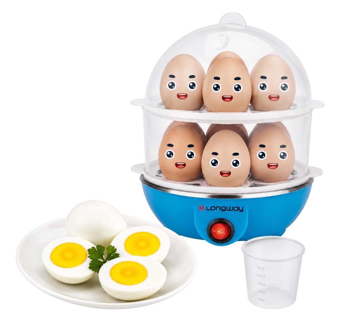 Longway Eggo 350 Watt Egg Boiler/Cooker for Steaming, Cooking & Boiling with 3 Boiling Modes Soft, Medium, Hard (Blue, 14 Eggs)-picture-22