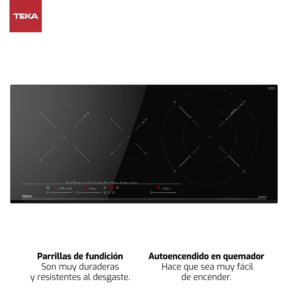 TEKA Placa de Inducción 90 cm, 3 Zonas, Control Táctil MultiSlider, Power Plus, Stop & Go, Zona Paellera XL, Modelo IZC 93320 MST