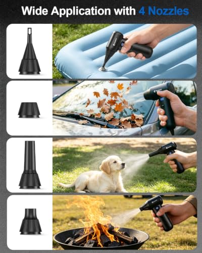 Kesora Compressed Air Duster, 11K RPM Stepless Speed Mini Turbo Fan with LED Display & Lighting Lamp, Cordless Dust Remover for PC Keyboard, Outdoor, Camera Lens, Computer Case, Air Bed, Black - image 7