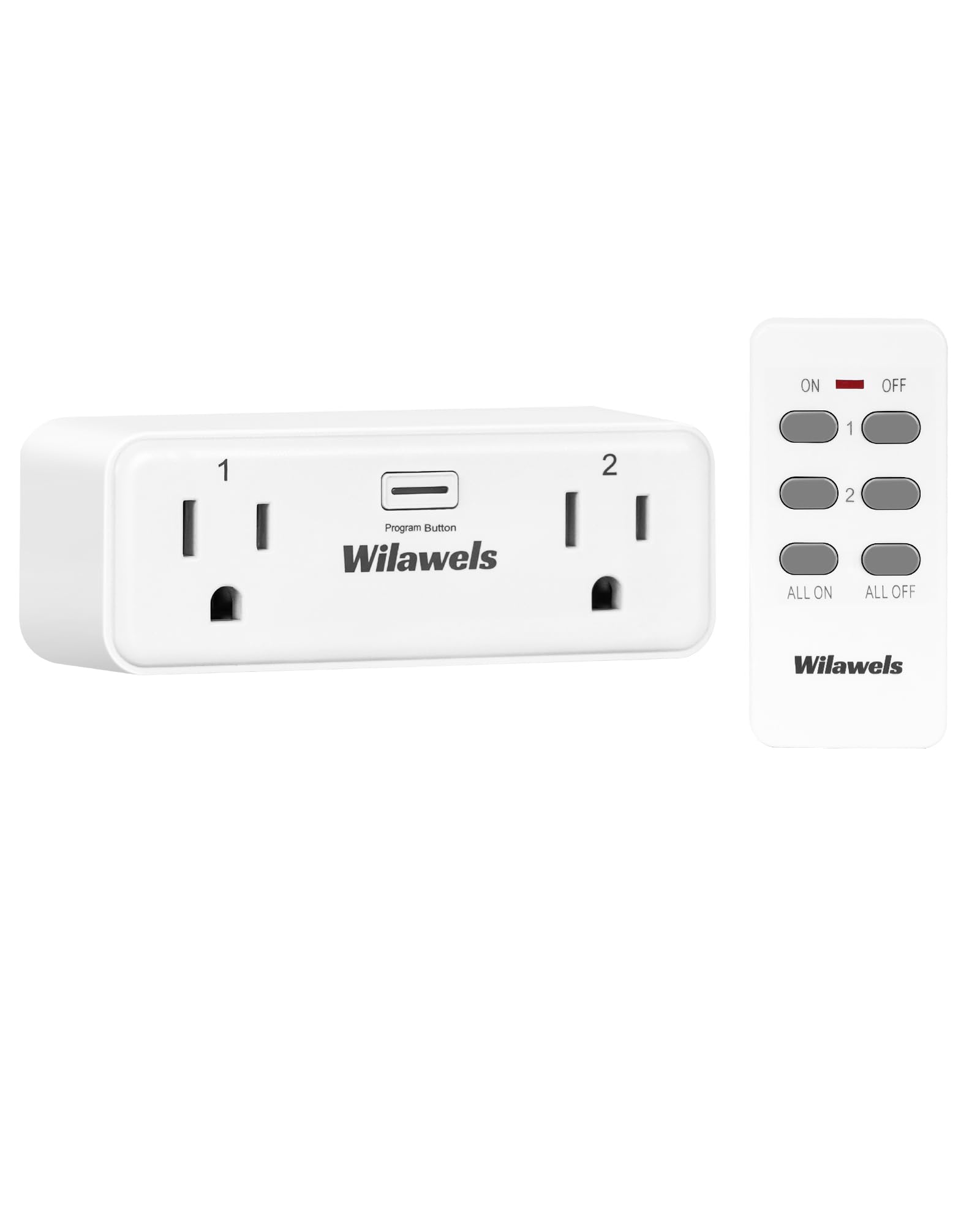 WILAWELS wireless remote control socket with 2 independent control sockets, wireless remote light switch 100ft range for Christmas lights, lamps, 15a/1875w/125v, compa-image-34