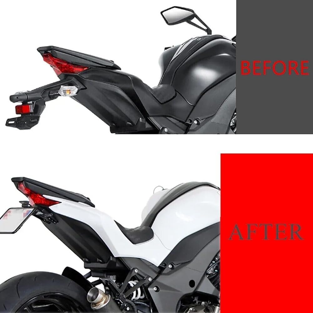Kit eliminatore parafango posteriore Z1000 con luci a LED, indicatori di direzione e portatarga compatibile con Z 1000 2014-2021 Z1000R 2018-2021 Z800 2013-2018 (Trasparente)