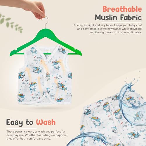 Image of BAYBEE 100% Organic Cotton Muslin Knot Jablas for Baby | Summer Wear Sleeveless Vest Jabala |
