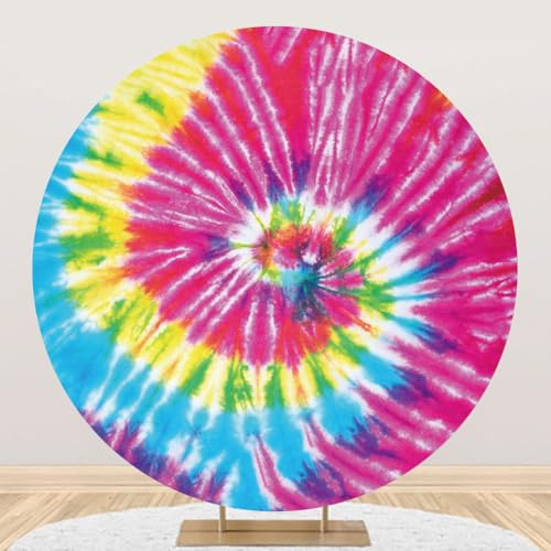 Toile de fond tie dye ronde décoration anniversaire fille arc-en-ciel