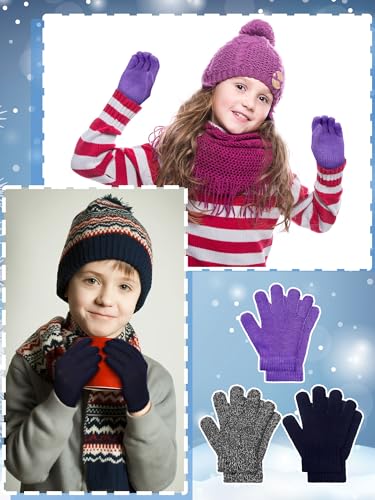 Image of EBOOT 3 Pairs Winter Kids Gloves Warm | Toddler Gloves for Boys Girls Outdoor, Full Finger Fluffy Soft Mittens for 1-11 Years Children, Multiple Colors
