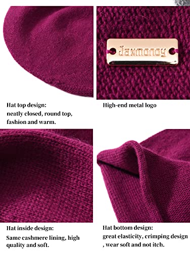 Image of jaxmonoy Cashmere Slouchy Knit Beanie Hat for Women Winter Soft Warm Ladies Wool Knitted Skull Beanies Cap