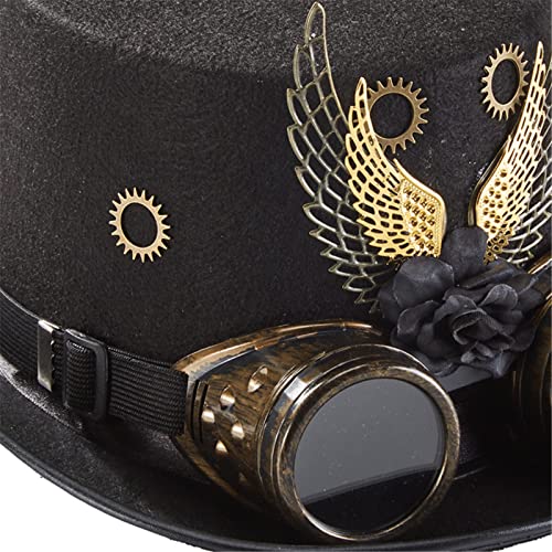 Mauqfra Top Hat Steampunk Hat for Men and Women Halloween Hat with Gear Wings Goggles Performance Hat Party Costume Hats steampunk buy now online Mauqfra Top Hat Steampunk Hat for Men and Women Halloween Hat with Gear Wings Goggles Performance Hat Party Costume Hats steampunk buy now online