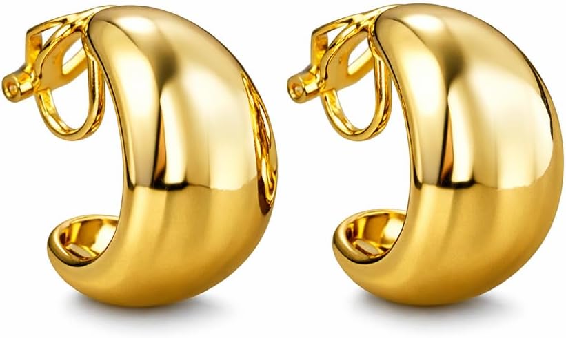 Aretes Vintage Clip On Teardrop Dorados 14K