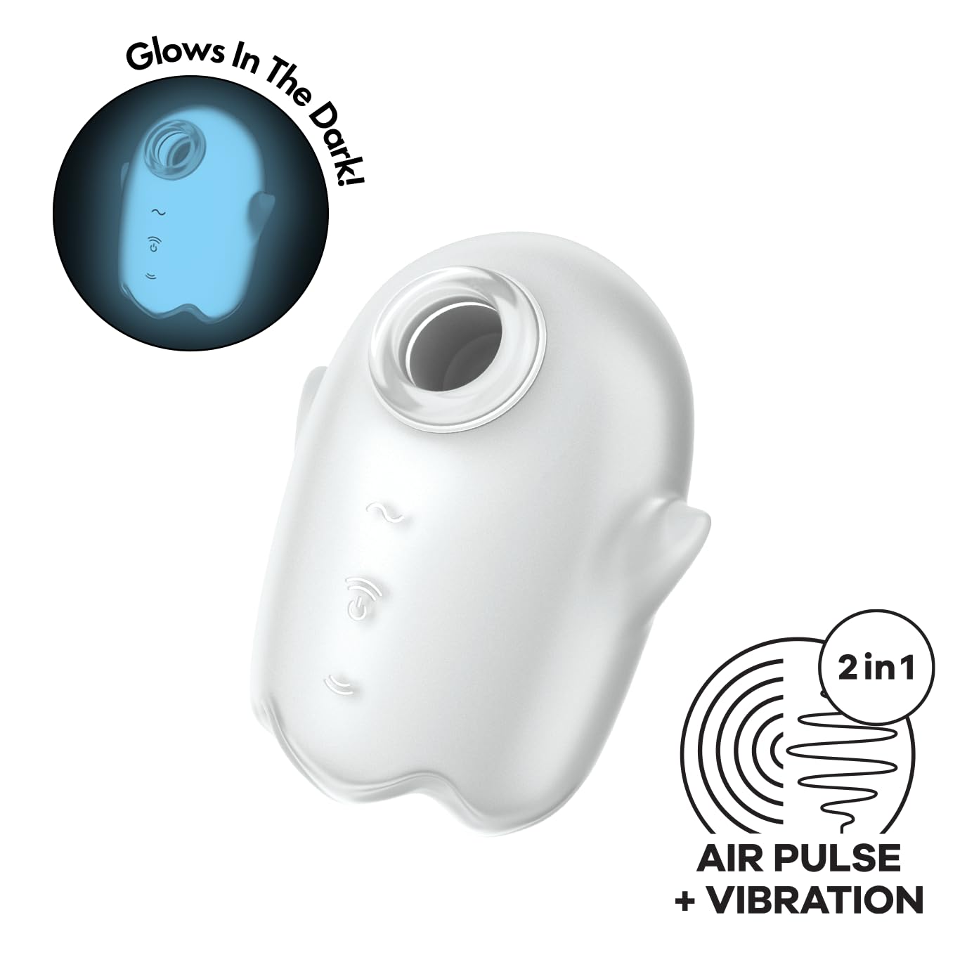Satisfyer Glowing Ghost Vibrador Double Air Pulse | 2 en 1 Juguetes sexuales Ondas de Presión y Vibración | Batería recargable | Resistente al Agua (IPX7) | Succionador de Clítoris femenino