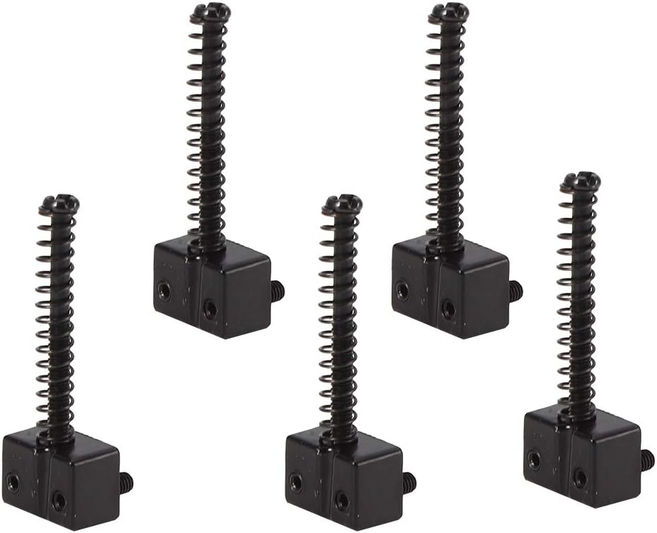 5Pcs 5 String Bass Bridge String Saddles Spring Screws for Bass Electric Guitar Kits(Black)