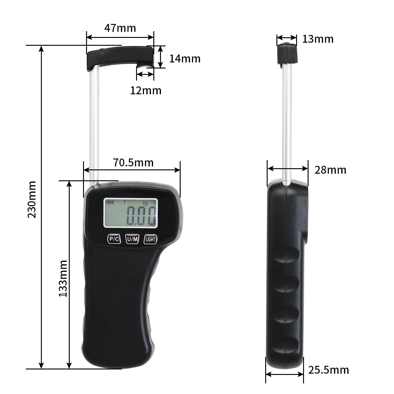 Dinamometro digitale for tensione da 5 kg/(0-11) lb for misurare le forze di trazione e spinta della fune del cavo