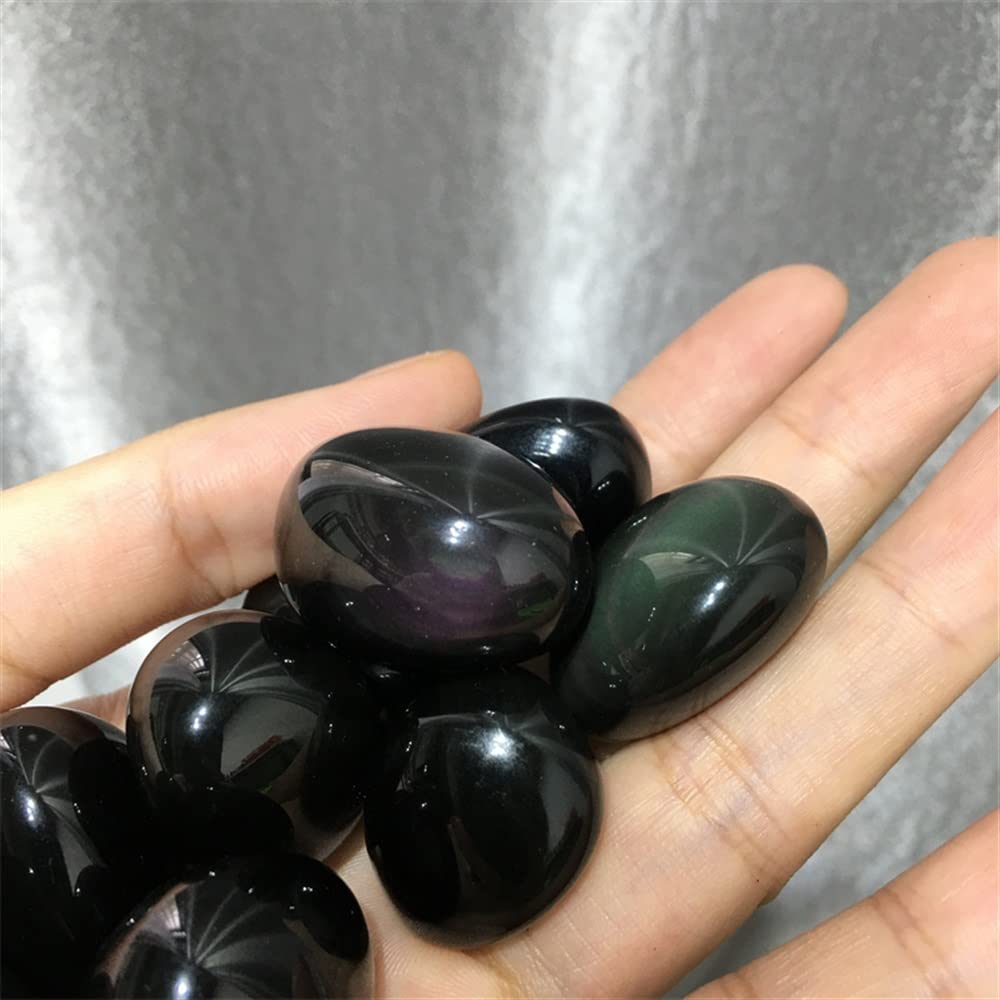 Natural Magic Natürliche Kristalle Regenbogen Schwarzer Obsidian Felsquarz Trommelstein Kristallkies for Weihnachtsdekoration Voller Textur