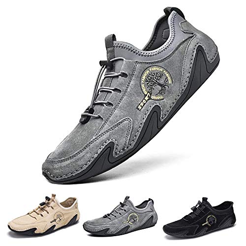 Mens Driving Loafers Shoes Casual Shoes Slip On Flat Loafers Boat Shoes Moccasins Lightweight Soft Comfort Lace up Oxford Walking Shoe for Work Office Dress Outdoor Slippers Hand Stitching Ankle Boots