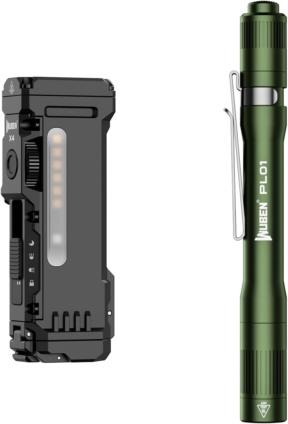 WUBEN X4 EDC Rechargeable Flashlight with RGB Light LED Multifunctional Flashlight 1500 Lumens with Tactical Switch Magnetic, IP68 Pocket Clip USB C Flat Flashlight for Camping, Checking, Emergencies