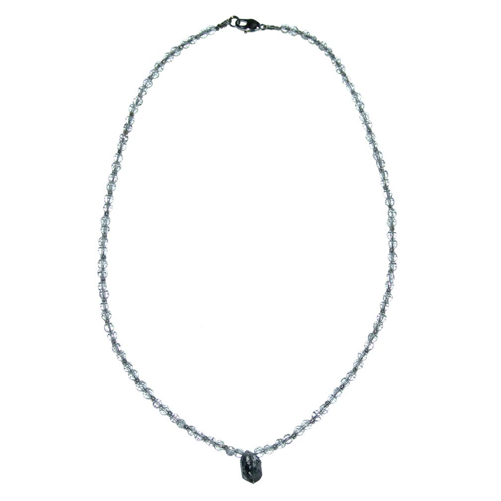 Bergkristall 5 mm facettierte Kugel Kette mit Herkimer Diamant ca. 50 cm