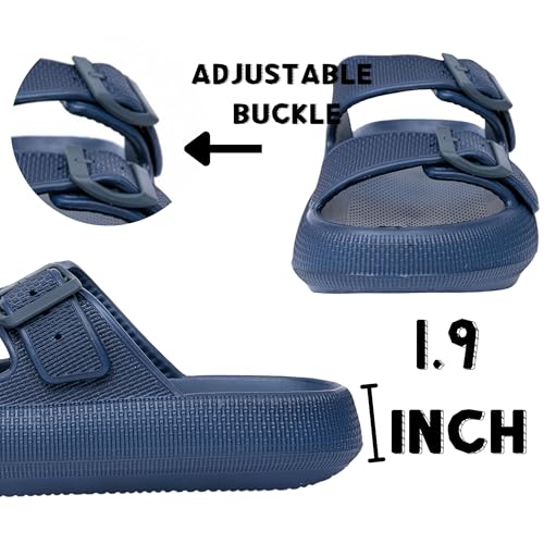 Double Buckle Adjustable Slides Sandals for Women and Men Casual Pillow Slippers for Womens EVA Flat Slides Sandals4