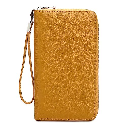 Wallet for Women RFID Blocking Leather Credit Card Wallet Travel Passport Phone Purse with Removable Wrist Strap, Yellow, HEHDNNAHC-B0CBFKR2HF - Main Image