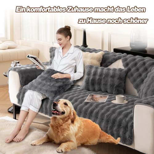 BXAEYIPOR Couch Überzug,Sofa Überzug,Sofa-Schutzhülle mit Rutschfester Unterlage,Neue Universelle rutschfeste Solide Strukturierte Sofa… – Ansicht 2