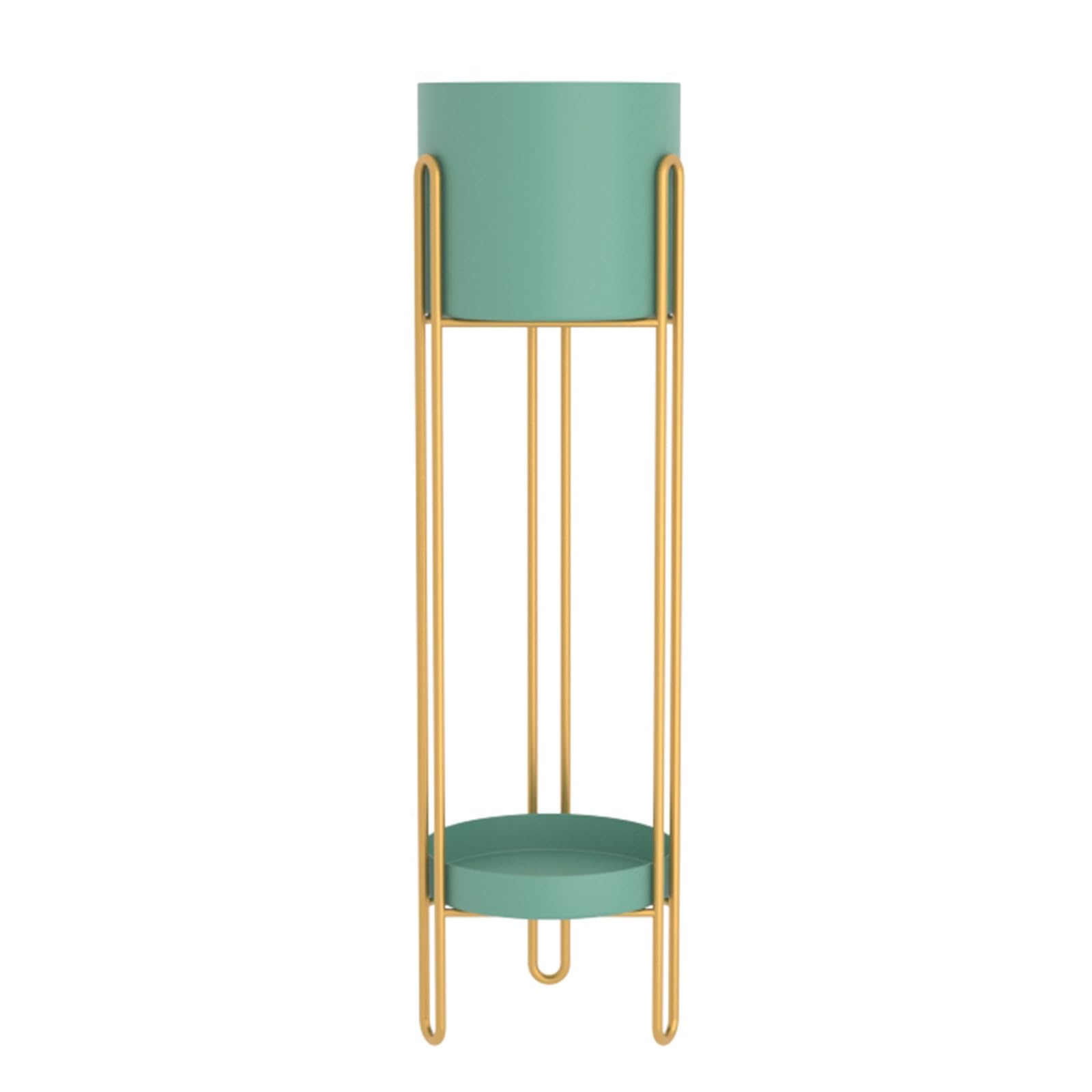 Indoor 2-Tier Gold Plant Stand Metal Planter Stand Metal Floor Decorative Flower Stand Heavy Duty Iron Reusable Wedding Supplies For Display And Decoration With Iron Stand(Green,23*84cm/9*33.1in)