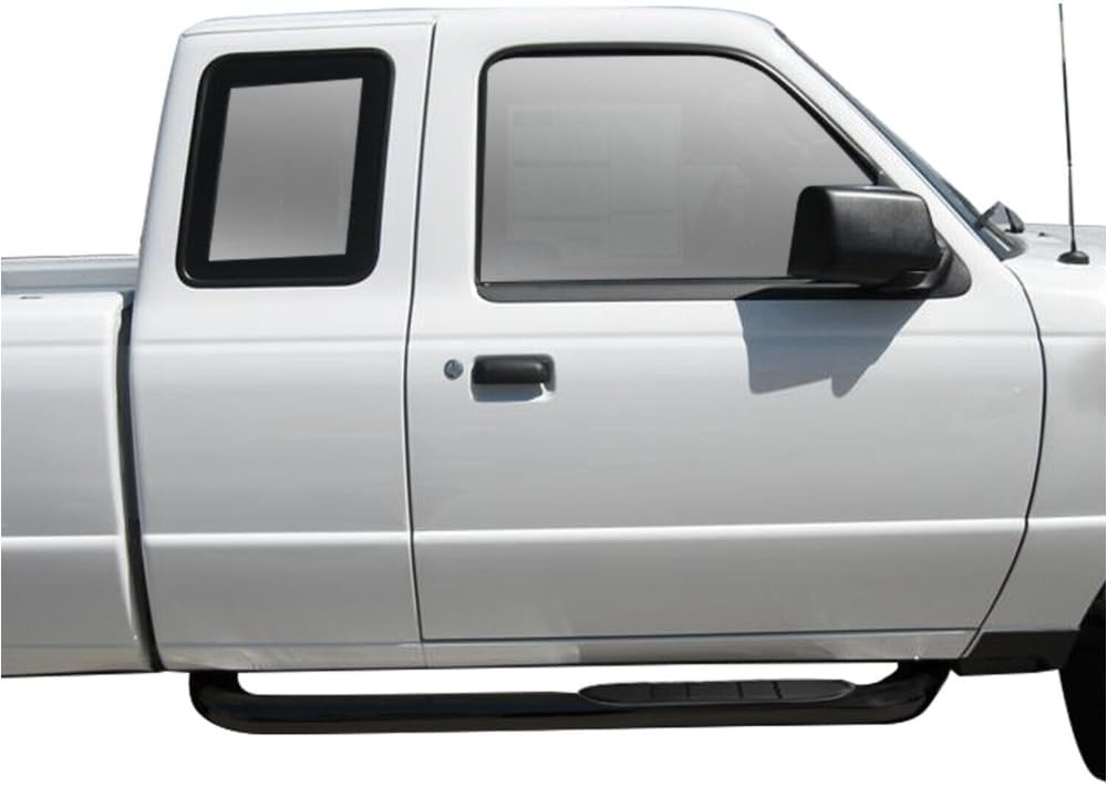 2pcs 3" Steps Nerf Bars Running Boards Left Driver Right Passenger Side Round Mild Steel Gloss Black Powder Coated for Super Cab 2 Door -B2-11A-M500