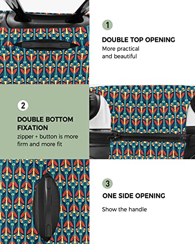 Travel Luggage Cover Spandex Elastic Suitcase Cover for Luggage, Scratch Proof Luggage Cover Protector for Trunk Case 29-32 Inch Luggage, Artistic Vintage Flower Lines Texture Green2