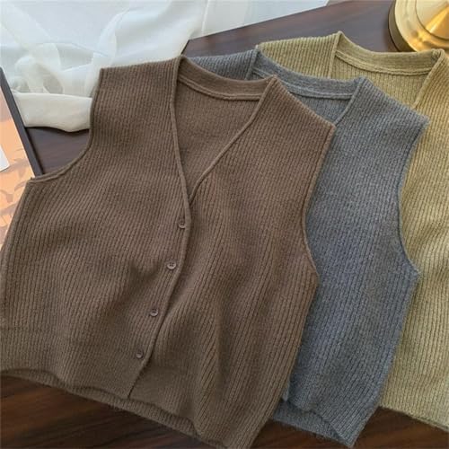 Image of Beralst Women's Button Front V Neck Sleeveless Knit Sweater Vest