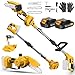 Lmozim 2 in 1 Telescopic Battery Chainsaw & Pruner on Cordless Pole Mini Chainsaw with 2 Batteries Electric Branch Cutter with Lubrication System Swivel Head for Garden