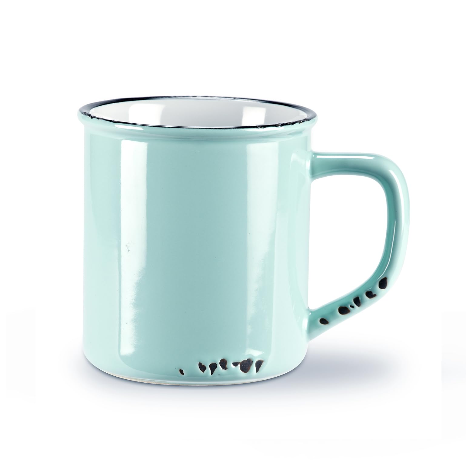 Abbott Collection Enamel Look Coffee Mug - Stoneware, Soft Blue, 4"H (14oz)