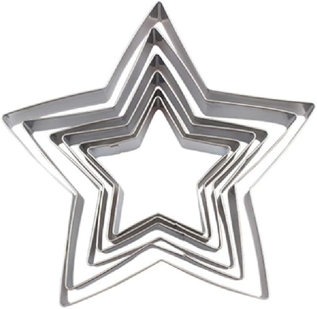 6 Pcs Cookie Cutter Set Stainless Steel Star Shaped Cutter for DIY Baking Cake Decoration