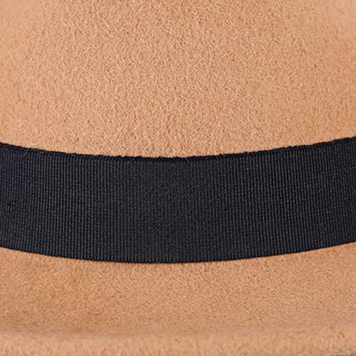Image of FREEBIRD99 100% Wool Felt Panama Fedora Hat Short Brim Trilby Flat Hat for Men Women