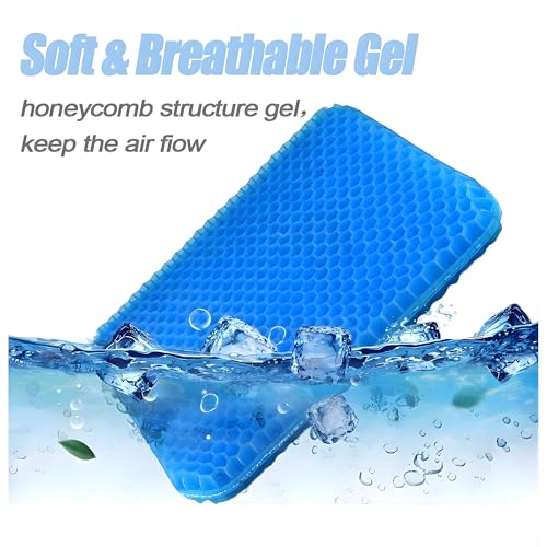 Image of Devera Gel Seat Cushion for Office Chair & Car Driver, Honeycomb Silicone Gel Cooling Seat Cushion, Breathable Pressure Relief Sitting Cushion, Black 36x30x3.5cm (Rectangular)