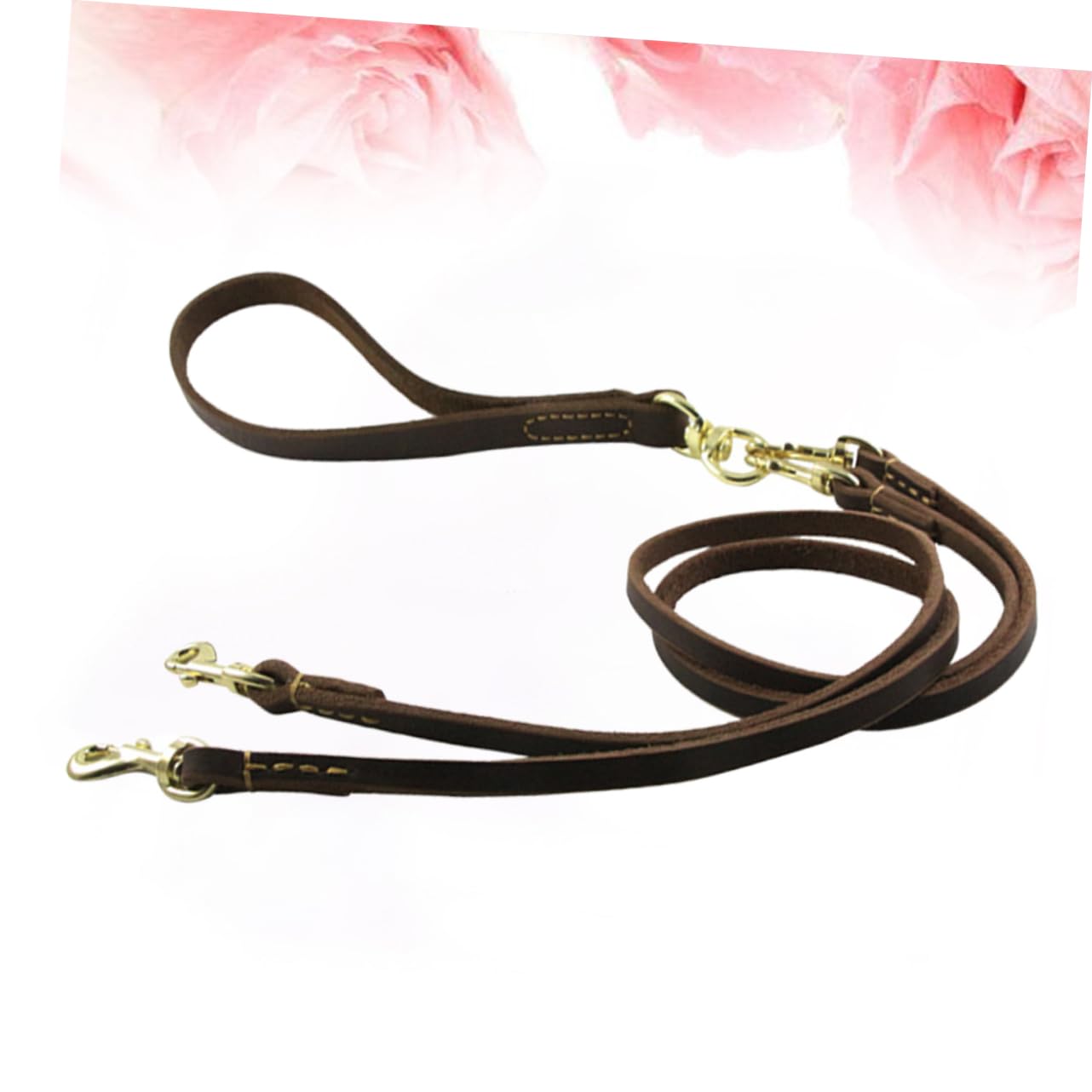 Laisse Double Traction pour Chien, Sangle Ajustable en Cuir Bovin, 1 Pièce