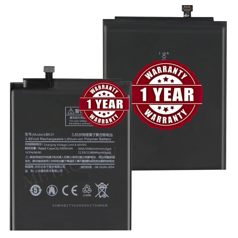 Image of Original BN31 Battery Compatible with Xiaomi Redmi Y1, Redmi Y1 Lite, Redmi Y2, Xiaomi Mi A1 - (3080mAh) - 1 Year Warranty BC46