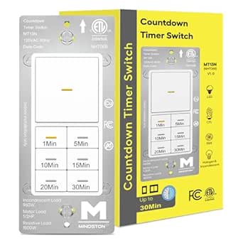 Minoston Countdown Timer Switch with Dimmable Indicator, 30 Min Wall ...