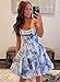 Fulbymu Scoop Neck Floral Pink Homecoming Dresses Short Spaghetti Straps Chiffon Graduation Party Gown 4