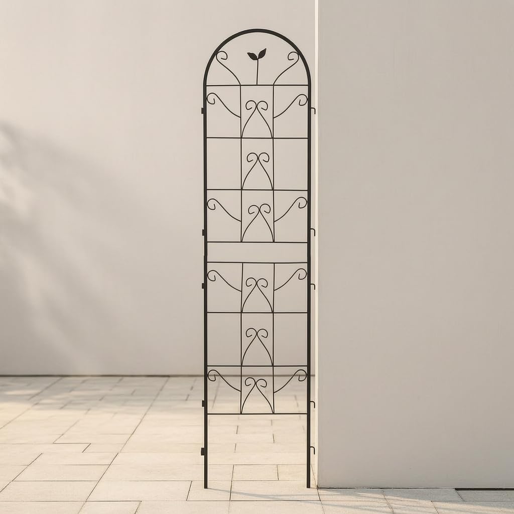 Treillis Jardin Fer Noir sur Pied, Panneau métallique, végétal, Aménagement Balcon, pour Amateurs Jardins, Size to 1