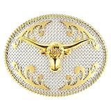 SANSTHS Western Belt Buckle for Men Women, Vintage Cowboy Cowgirl Texas Rodeo Longhorn bull, Poker and Horse
