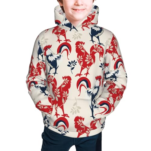 Roosters Kid Hoodies Boys Sweatshirts Girls Pullover with Pocket3