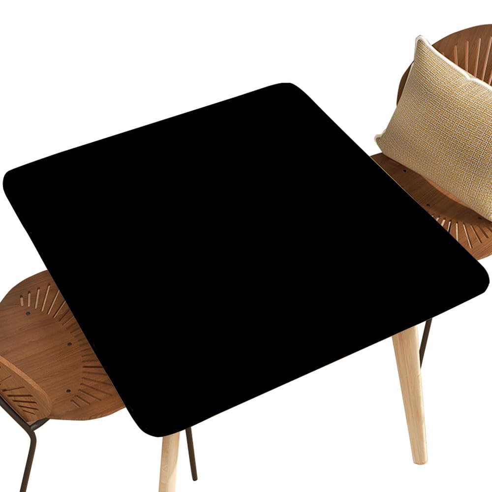 NYRTHUS Black Waterproof Stretch Tablecloth for Square Table 28"x28", Wipeable Tablecloth Elastic for Indoor Outdoor Garden Picnic Party