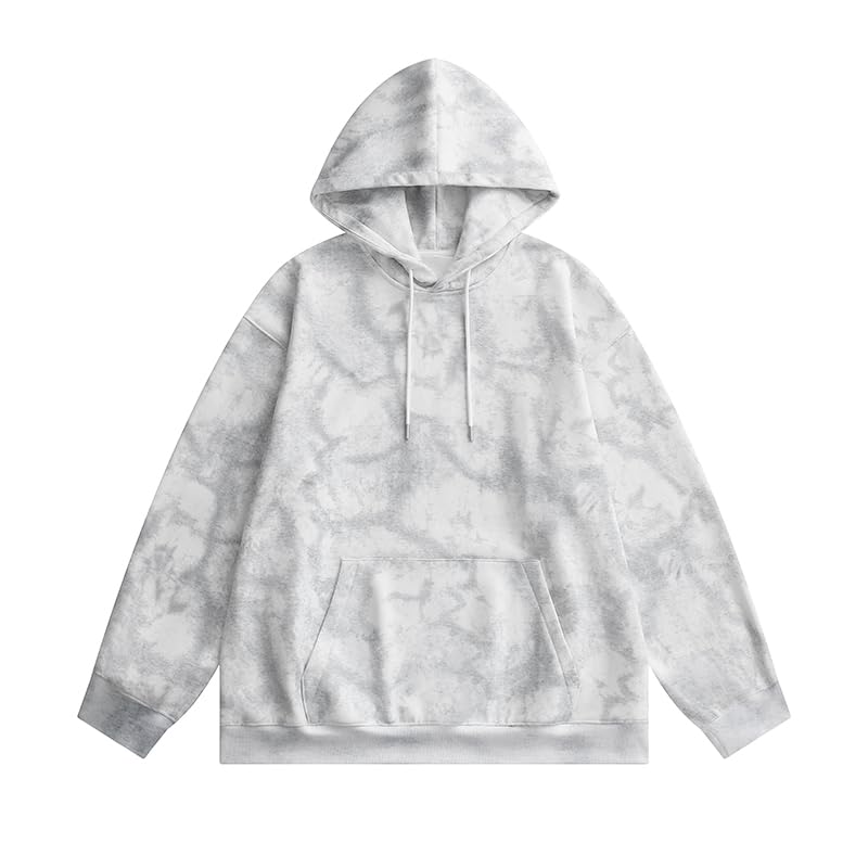 GURUNVANI Mens Tie Dye Hooded Sweatshirt Vintage Loose Hoodie Kangaroo Pocket Drawstring Gradient Pullover Top