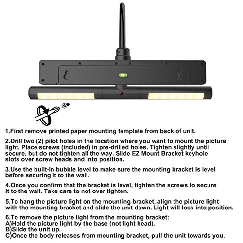 LUXSWAY Wireless Picture Light Battery Operated, Remote Control Painting Light with Rotatable Head, Dimmable and Timer Off, Wall Art Lights for Pictures Painting Artworking Display-Black by LUXSWAY - Used condition - Image 6