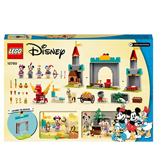 LEGO 10780 Disney Mickey y Sus Amigos: Defensores del Castillo, Juguetes Construir con Minifiguras Minnie Mouse, Daisy y Pato Donalds, Figuras Animales, Regalo Niños a Partir 4 Años